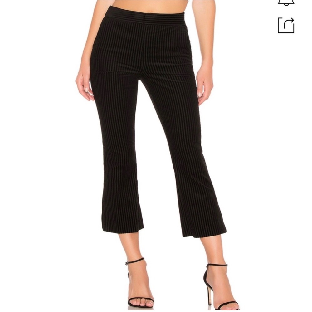 Frame Variegated Split hem‎ pants black pinstripe velvet 4 office classic